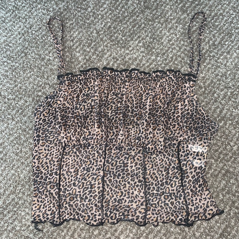 leopard crop tank top